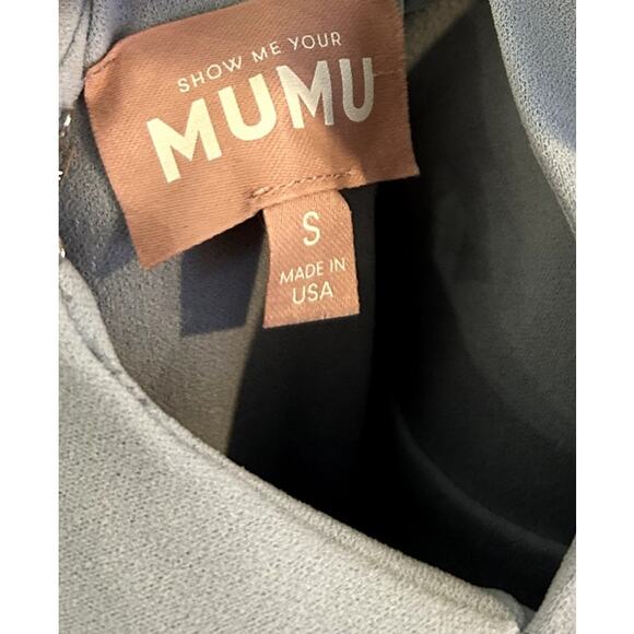 Show Me Your Mumu Rachel Maxi Dress Steel Blue Stretch S - Picture 6 of 7